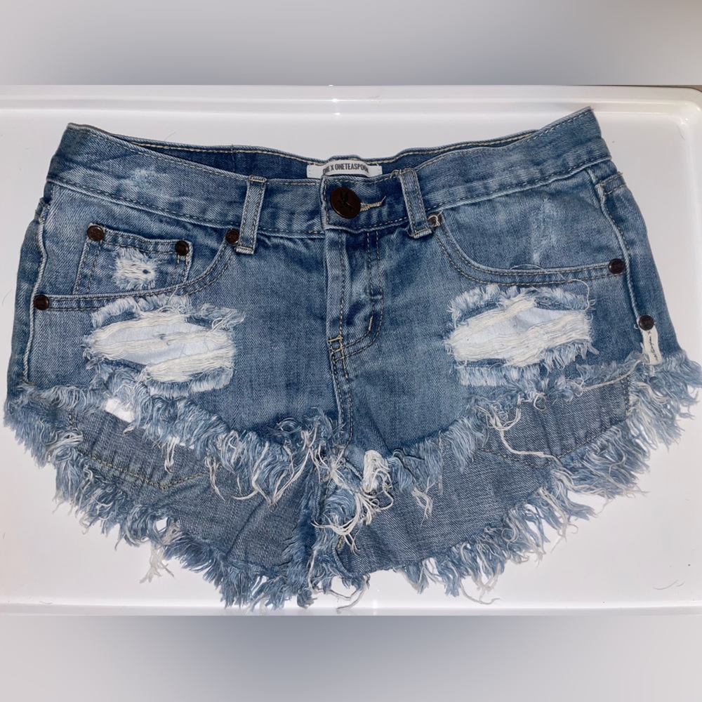 One Teaspoon Bonitas Cut Off Denim Shorts Size 24